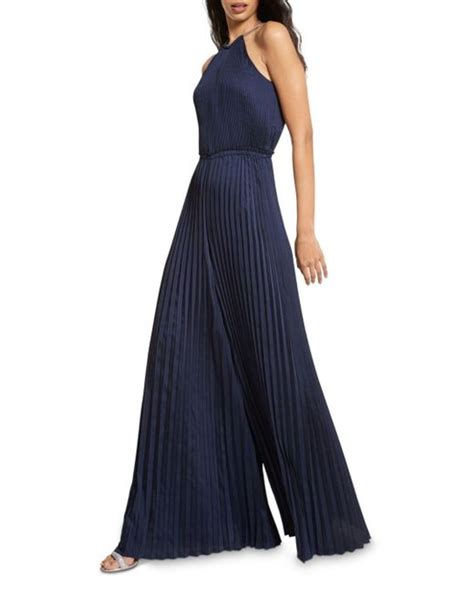 michael kors jumpsuit dunkelblau|michael kors pleated jumpsuit.